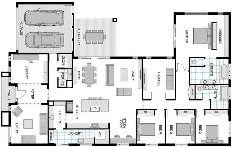 floor plan friday huge family home with library or 5th bedroom
